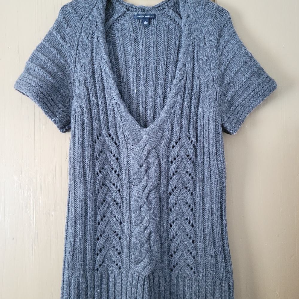 V Neck Cable Knit Sweater Tunic